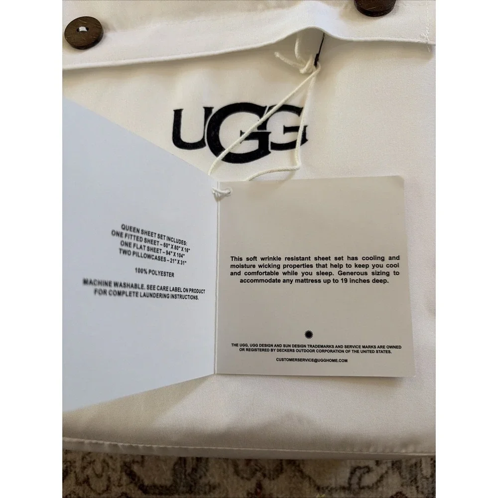 New UGG Haven Queen Sheet Set 4 PCS Cooling Technology Bright White Solid